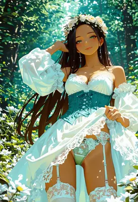 Forest Maiden in Floral Lingerie