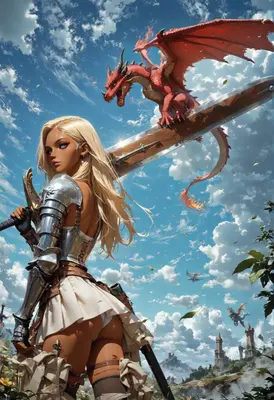 Warrior Maiden and Her Dragon Companion
