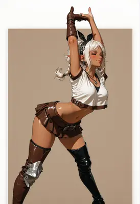 Cheerful Elf Adventurer Stretching Outdoors