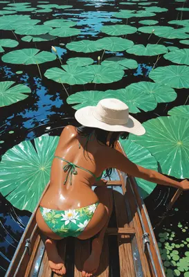 Sunlit Lotus Pond Boat Ride