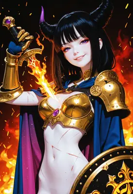 Fiery Demon Warrior in Golden Armor