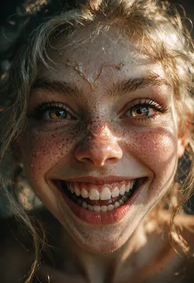 Radiant Joy with Sun-Kissed Freckles