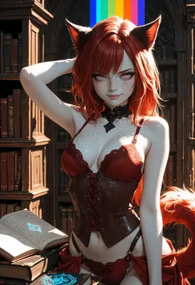 Red Fox Girl in Library