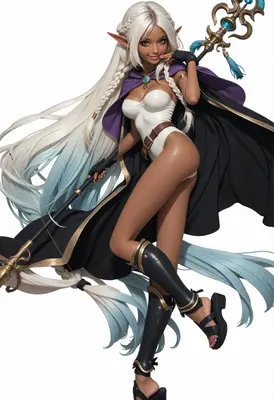 Dark Skinned Elf Mage with Staff