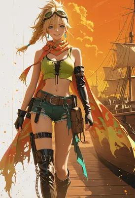 Adventurous Airship Pilot at Sunset