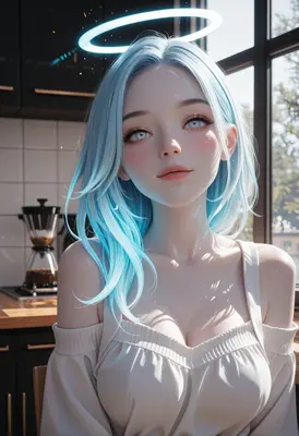 Serene Angel in a Modern Kitchen
