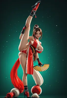 Kunoichi Striking a High Kick Pose