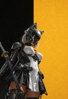 Cybernetic Cat Girl Samurai Warrior