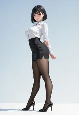 Professional Business Woman in Black Skirt