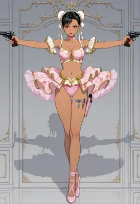 Armed Ballerina in Pink Frills