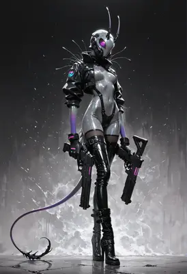 Cybernetic Insectoid Mercenary Standing Ready