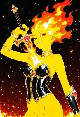 Fiery Warrior with Flaming Blade
