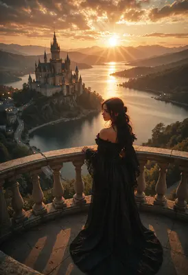 Princess Gazing at the Golden Sunset