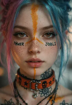 Edgy Portrait with Painted Face Art