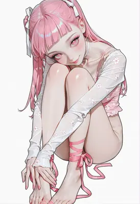 Pink Haired Girl in Floral Sleeves