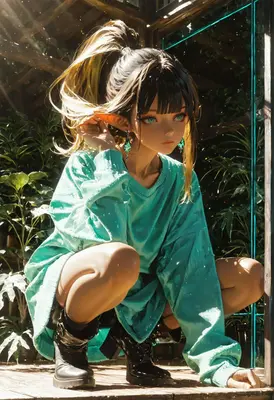 Elf Girl Resting in Greenhouse