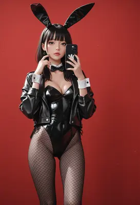 Edgy Bunny Girl Mirror Selfie