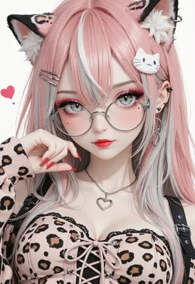 Charming Cat Girl in Leopard Print