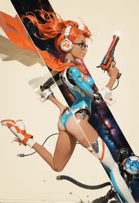 Cosmic Cyborg Adventurer in Action