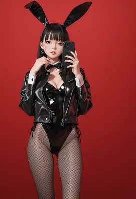 Edgy Bunny Girl Mirror Selfie