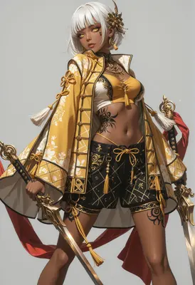 Golden Warrior with Twin Blades