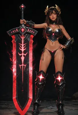 Warrior Goddess With Glowing Greatsword