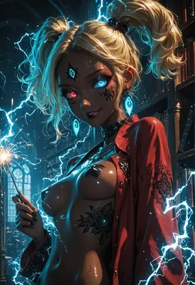 Electric Sorceress with Glowing Eyes
