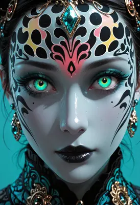 Mystical Sorceress with Glowing Emerald Eyes