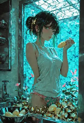 Dreamy Girl Amidst Blue Butterflies