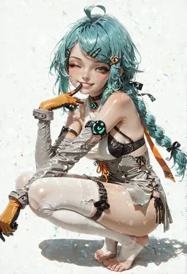 Playful Cybernetic Girl in Pastel Tones