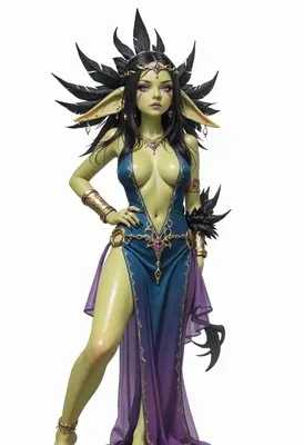 Elegant Green Skinned Goblin Sorceress