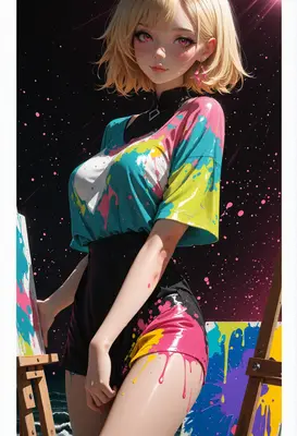 Artist Splattered in Vibrant Neon Paint