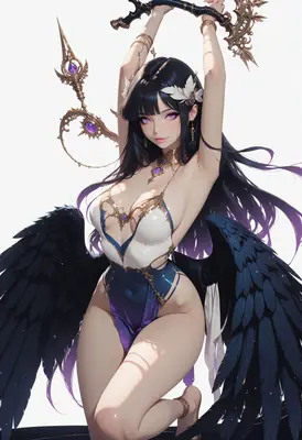 Celestial Fallen Angel with Ornate Staff