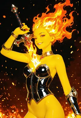 Fiery Warrior with Flaming Hair