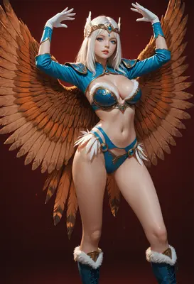 Winged Valkyrie in Blue Armor