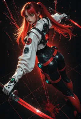 Cybernetic Warrior with Glowing Katana