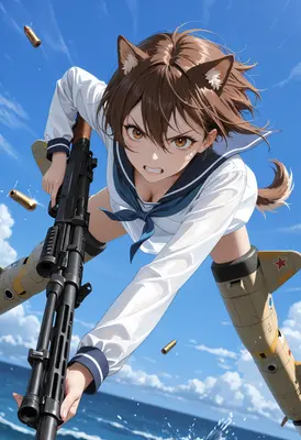 Fierce Cat Girl Combat Aerial Assault