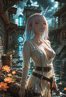 Unicorn Maiden in the Rainy Village