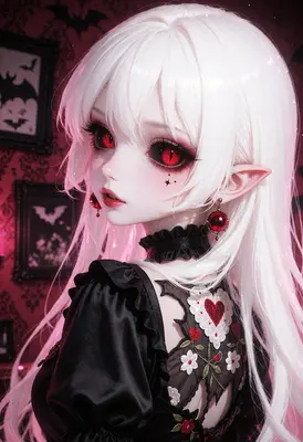 Gothic Vampire Maiden with Red Eyes