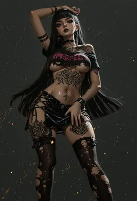 Gothic Alternative Style Tattooed Beauty