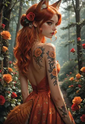 Fox Spirit Among The Roses