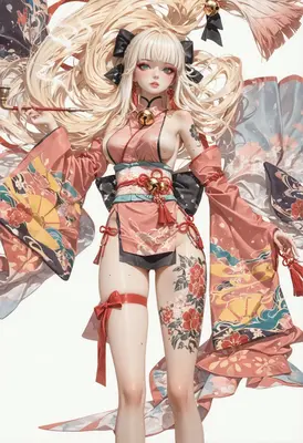 Elegant Blonde in Ornate Traditional Garb