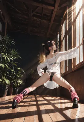 Sunlight Streaming on a Posing Girl