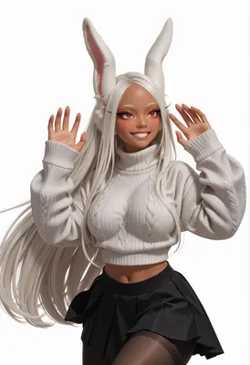Cheerful Bunny Girl in Winter Sweater