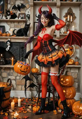 Festive Devil Halloween Costume Showcase