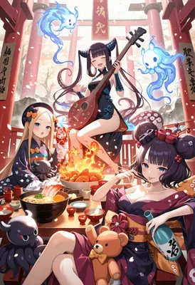 Festive Feast with Mystical Companions