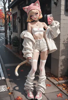 Cute Cat Girl Taking A Selfie