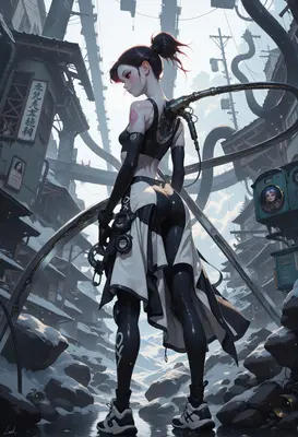 Cyborg Scout in Snowy Industrial Ruins