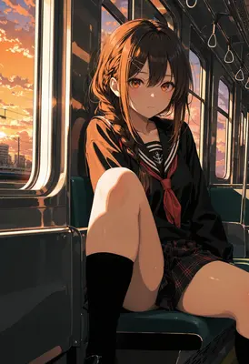 Sunset Commute in Sailor Uniform