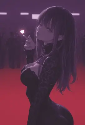 Elegant Girl with Glowing Heart